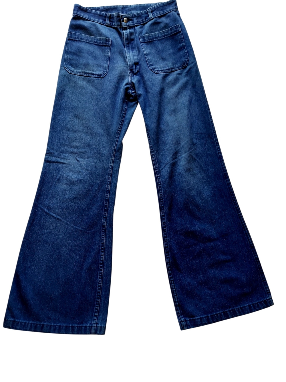 Vintage Seafarer Military Utility Wide Leg Flare Jeans High Rise Navy 30x32 USA - Picture 8 of 15